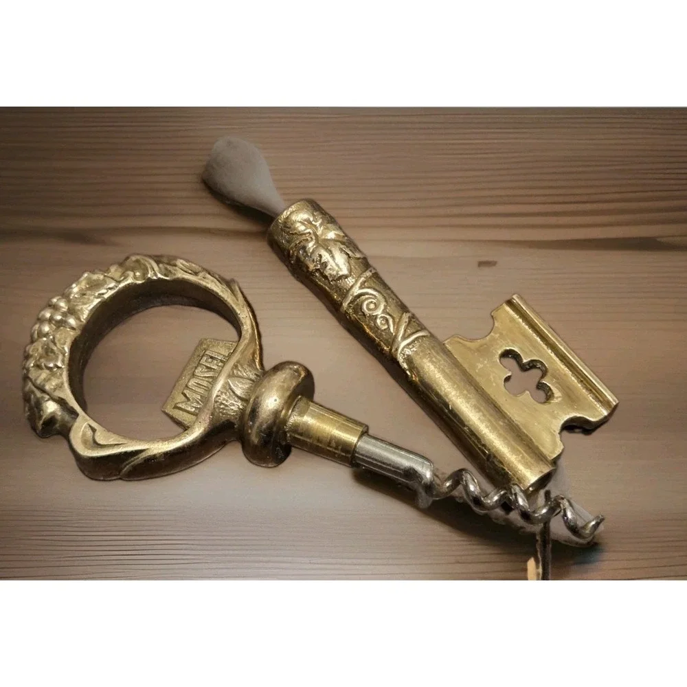 Vintage Corkscrew Wine Key Opener Brass Bronze Rhein Mosel Valley Germany